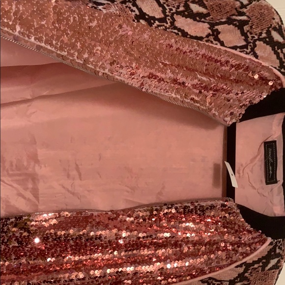 NWT Pink Sequin n Snake Print Bomber Jacket. - Picture 4 of 6